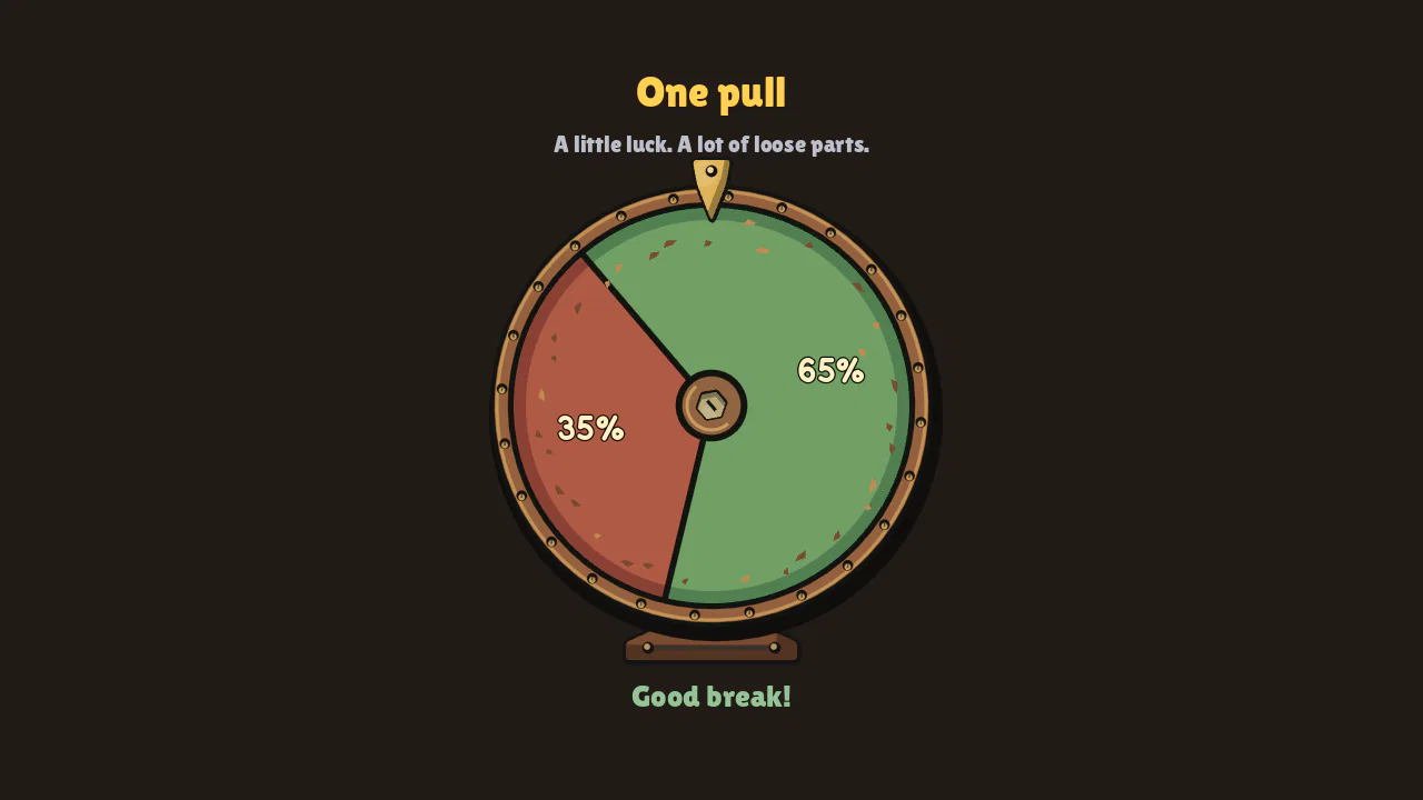 The luck wheel from an Unknown node, landed on a good break