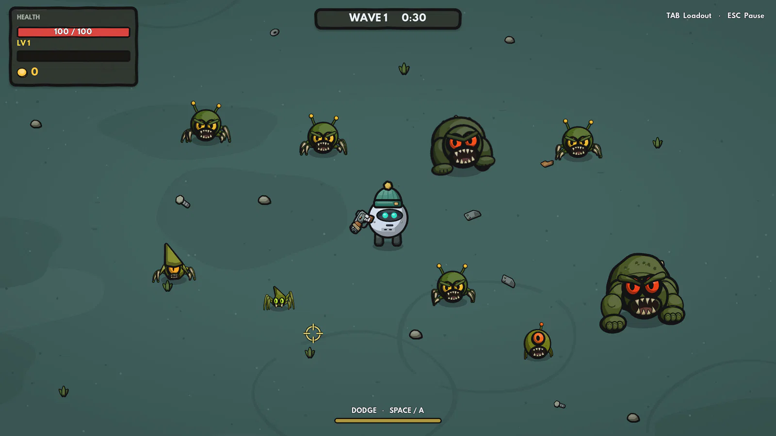 A wave in the teal coolant zone, fighting spiders and hulking green brutes